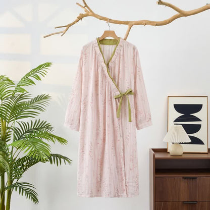 Chemise de nuit kimono en gaze de coton à petits motifs floraux - image 2