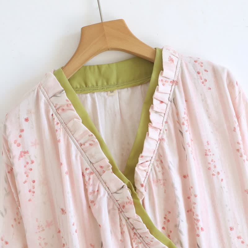 Chemise de nuit kimono en gaze de coton à petits motifs floraux - image 5