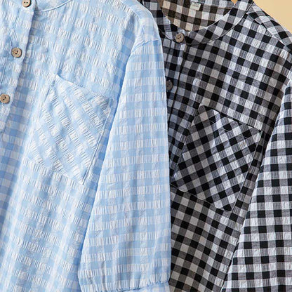 Chemise de nuit classique à carreaux en pur coton - image 3