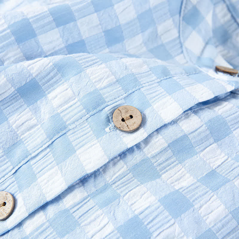 Chemise de nuit classique à carreaux en pur coton - image 12