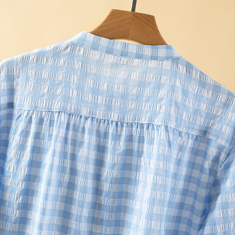 Chemise de nuit classique à carreaux en pur coton - image 10