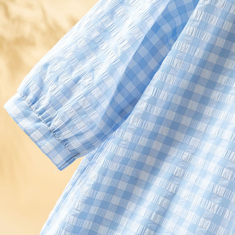 Chemise de nuit classique à carreaux en pur coton - image 11