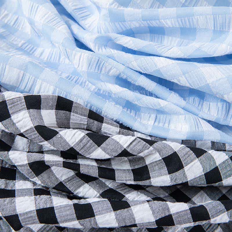 Chemise de nuit classique à carreaux en pur coton - image 4