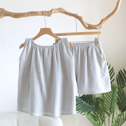Ensemble composé d'un débardeur et d'un short en tissu de coton double épaisseur - image 3