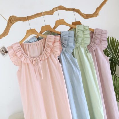 Chemise de nuit en gaze de coton à manches simples et flottantes - image 3