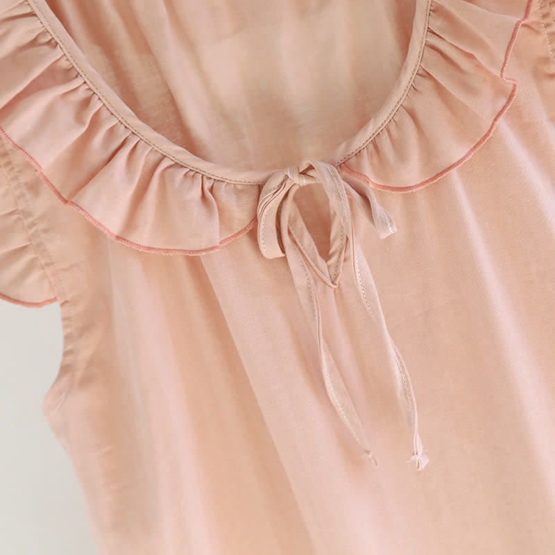 Chemise de nuit en gaze de coton à manches simples et flottantes - image 8