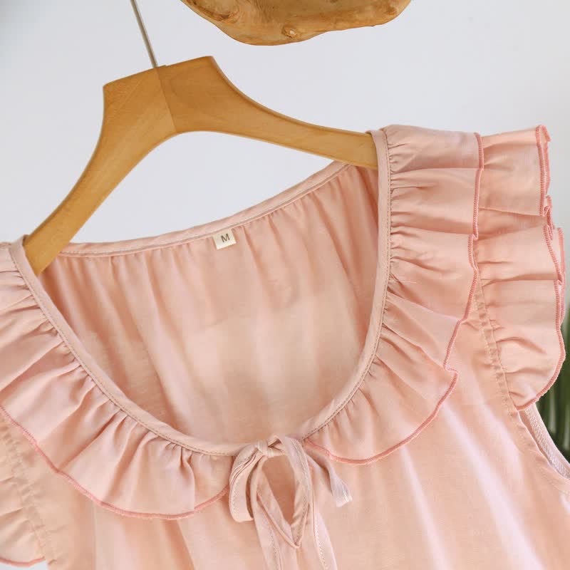Chemise de nuit en gaze de coton à manches simples et flottantes - image 7