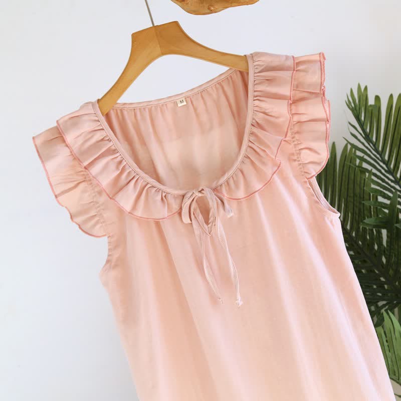 Chemise de nuit en gaze de coton à manches simples et flottantes - image 6
