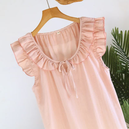 Chemise de nuit en gaze de coton à manches simples et flottantes - image 6