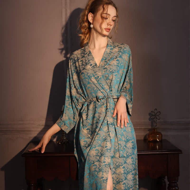 Peignoir style kimono à motif vintage et manches 3/4 - image 2