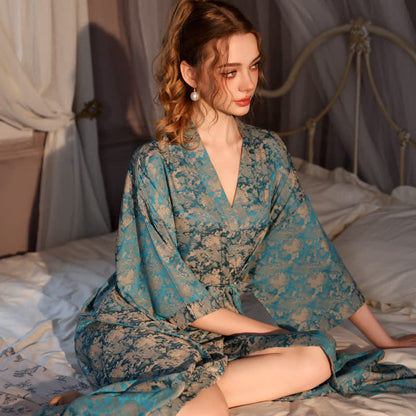 Peignoir style kimono à motif vintage et manches 3/4 - image 3