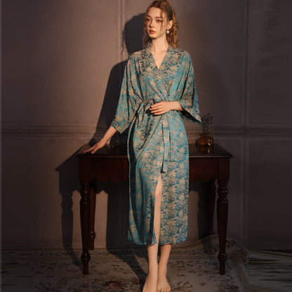 Peignoir style kimono à motif vintage et manches 3/4 - image 1