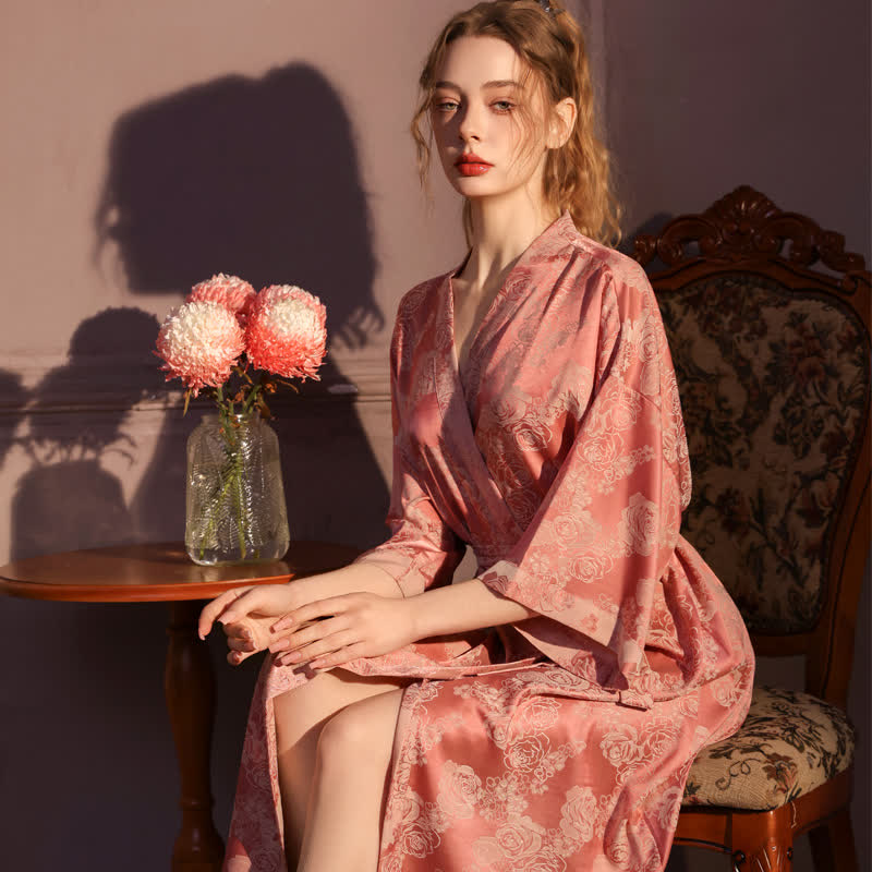 Peignoir romantique style kimono à manches 3/4 en forme de rose - image 1