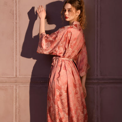 Peignoir romantique style kimono à manches 3/4 en forme de rose - image 4