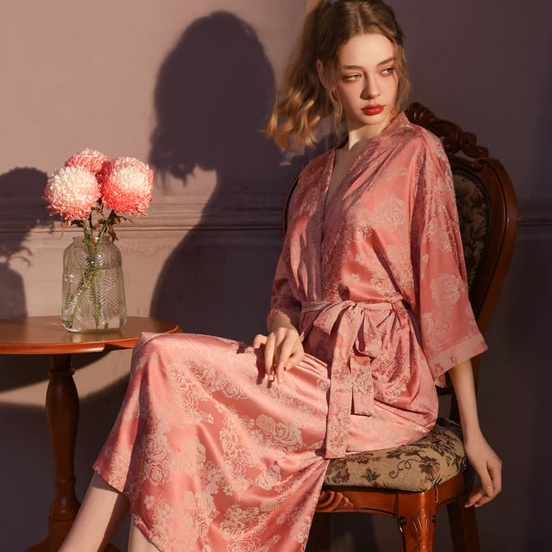 Peignoir romantique style kimono à manches 3/4 en forme de rose - image 2