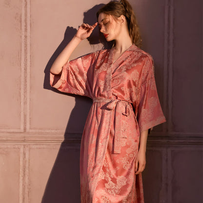 Peignoir romantique style kimono à manches 3/4 en forme de rose - Rose - Taille surdimensionnée - image 0