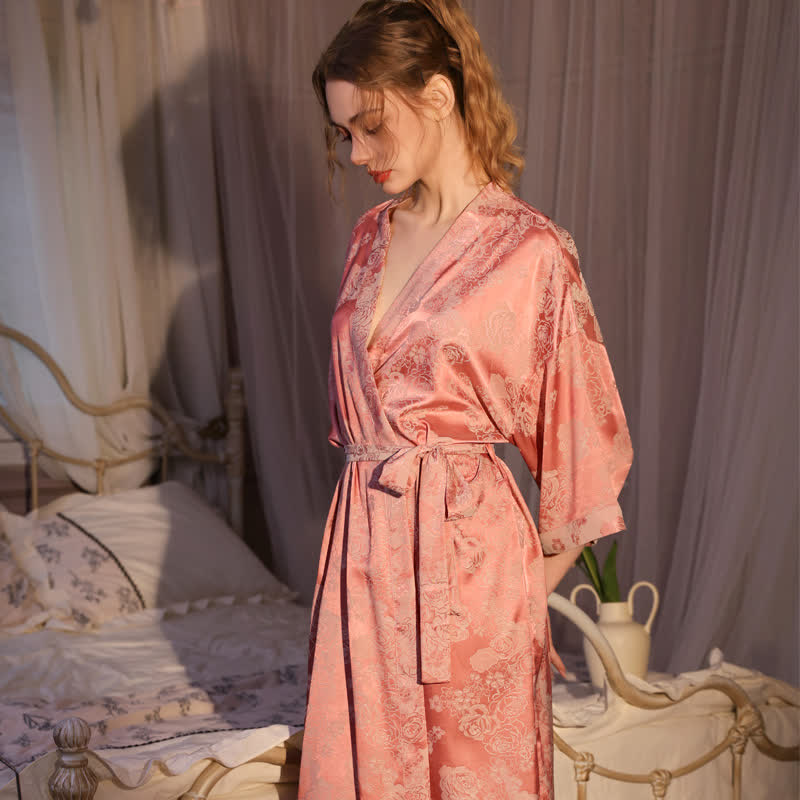 Peignoir romantique style kimono à manches 3/4 en forme de rose - image 3