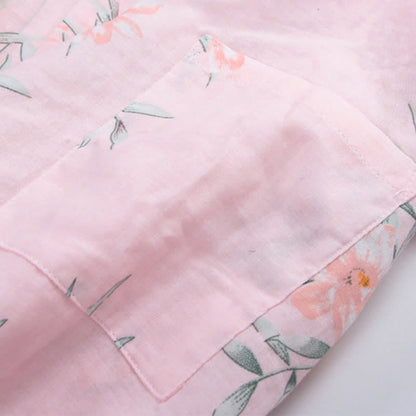 Peignoir de style kimono en gaze de coton rose à motif floral - image 4