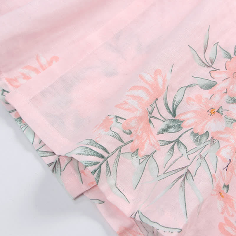 Peignoir de style kimono en gaze de coton rose à motif floral - image 8