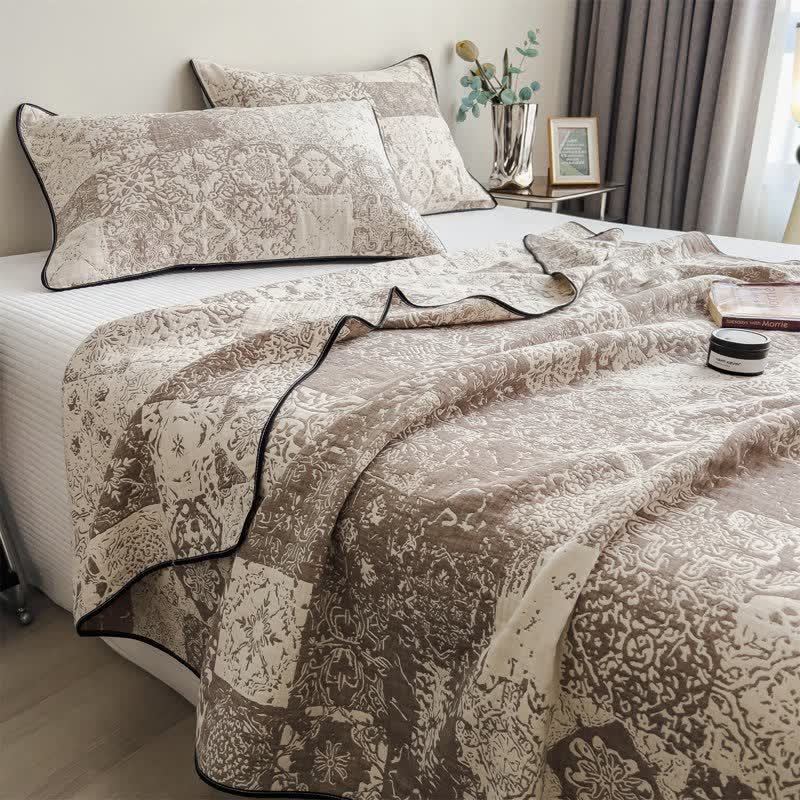 courtepointe en patchwork de gaze de coton - 2 taies d'oreiller - 48 cm x 74 cm - image 0