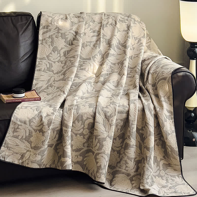 Couverture matelassée en gaze de coton à motifs floraux et de feuilles - image 8