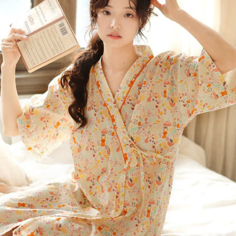 Adorable nuisette kimono à motifs de lapin et de lune - image 4