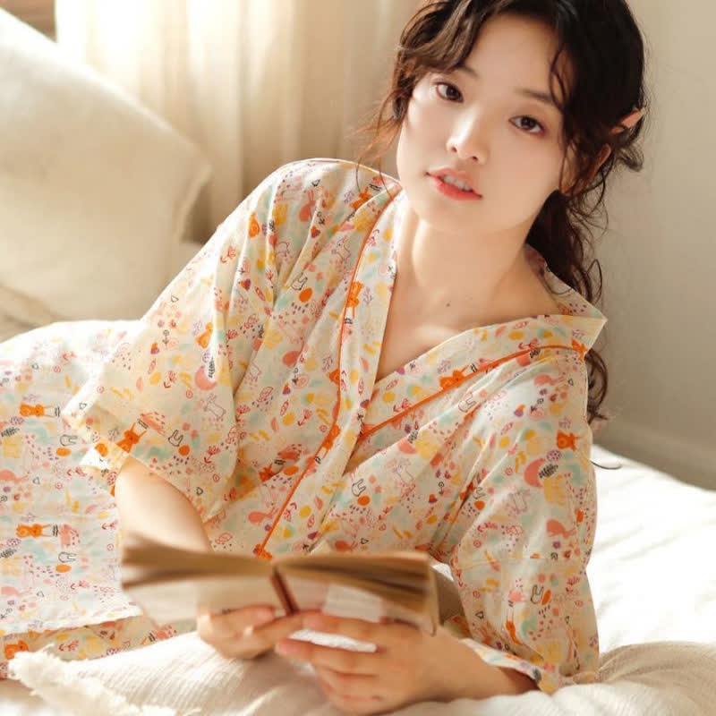 Adorable nuisette kimono à motifs de lapin et de lune - image 5