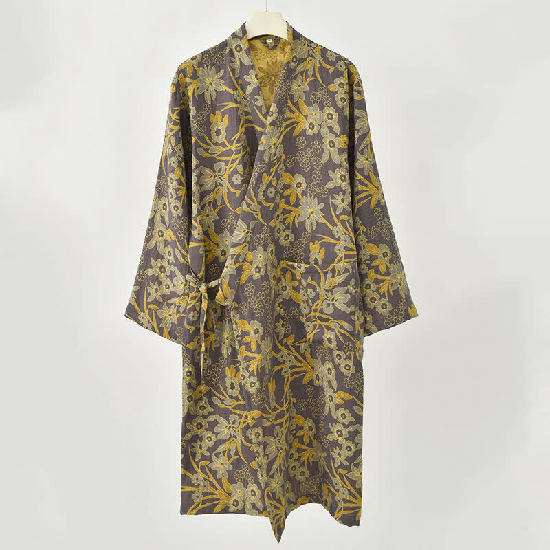 Manteau en coton style kimono à motif floral champêtre et imprimé jacquard - image 21