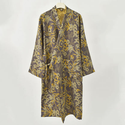 Manteau en coton style kimono à motif floral champêtre et imprimé jacquard - image 21