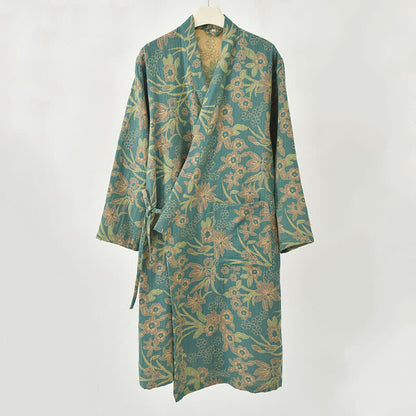 Manteau en coton style kimono à motif floral champêtre et imprimé jacquard - image 8