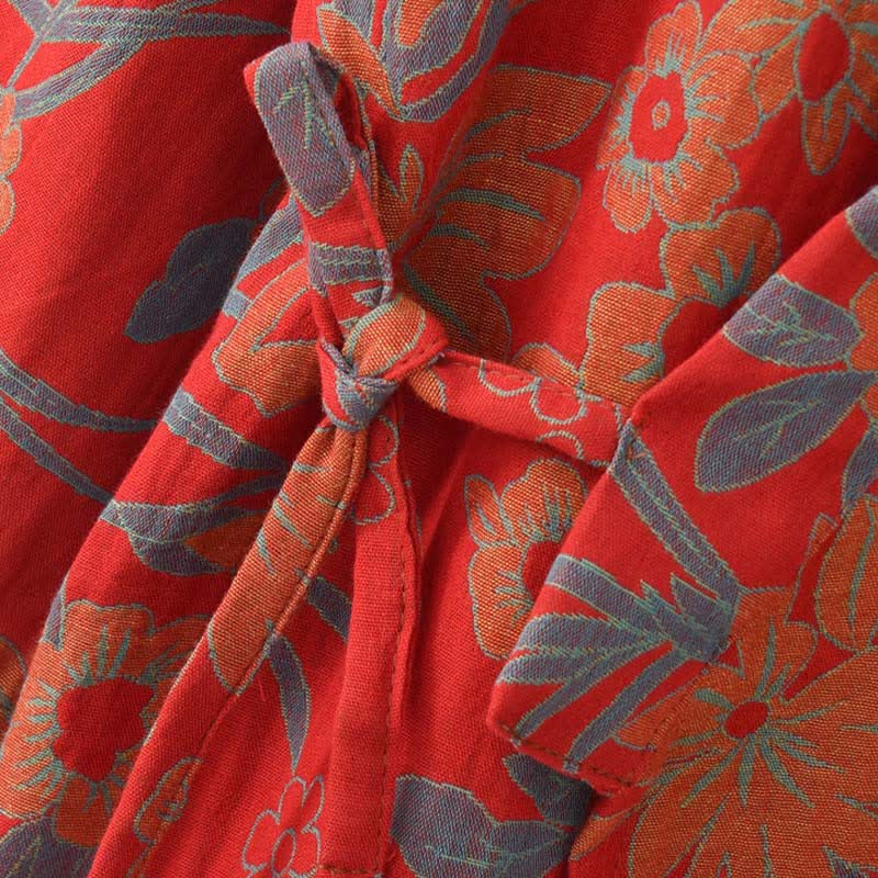 Manteau en coton style kimono à motif floral champêtre et imprimé jacquard - image 5