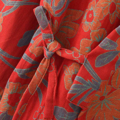 Manteau en coton style kimono à motif floral champêtre et imprimé jacquard - image 5
