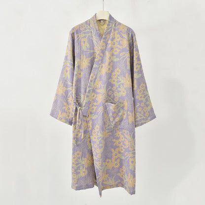 Manteau en coton style kimono à motif floral champêtre et imprimé jacquard - image 14