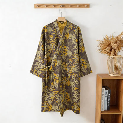 Manteau en coton style kimono à motif floral champêtre et imprimé jacquard - image 20