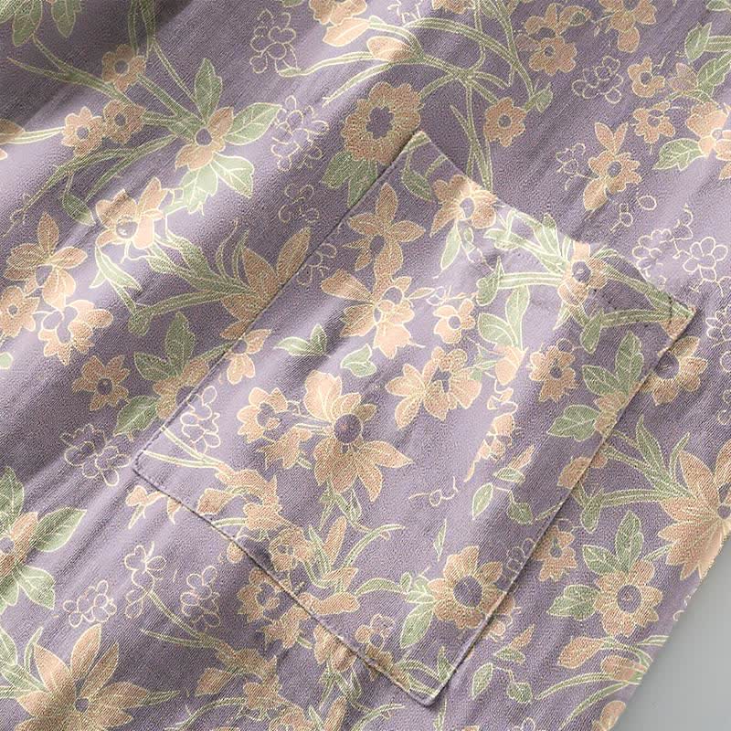 Manteau en coton style kimono à motif floral champêtre et imprimé jacquard - image 17