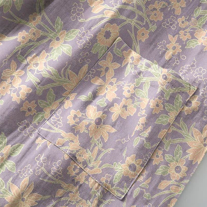 Manteau en coton style kimono à motif floral champêtre et imprimé jacquard - image 17