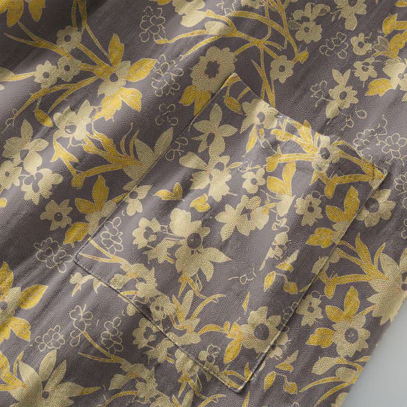 Manteau en coton style kimono à motif floral champêtre et imprimé jacquard - image 23