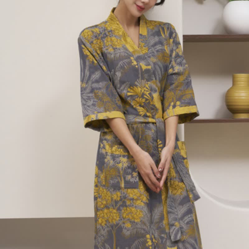 Peignoir en double gaze de coton forestier artistique - image 3