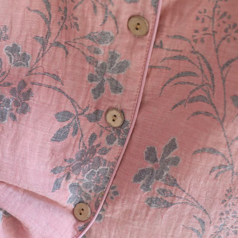 Ensemble pyjama en pur coton à motif de branches et de fleurs - image 9