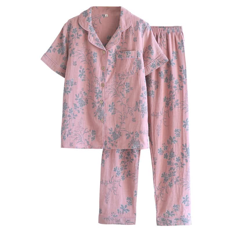 Ensemble pyjama en pur coton à motif de branches et de fleurs - image 14