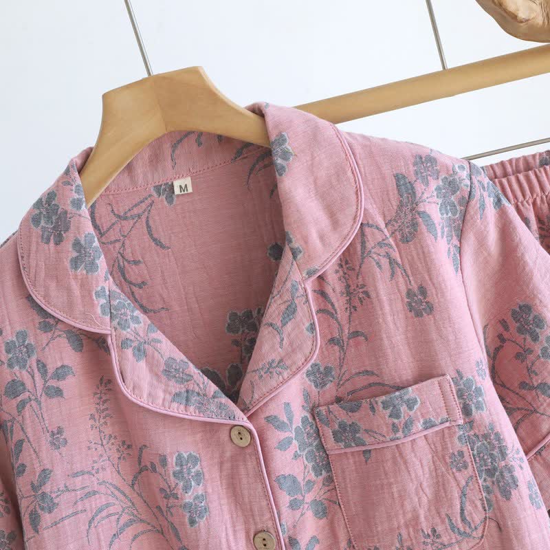 Ensemble pyjama en pur coton à motif de branches et de fleurs - image 5