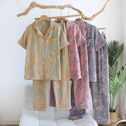 Ensemble pyjama en pur coton à motif de branches et de fleurs - image 2