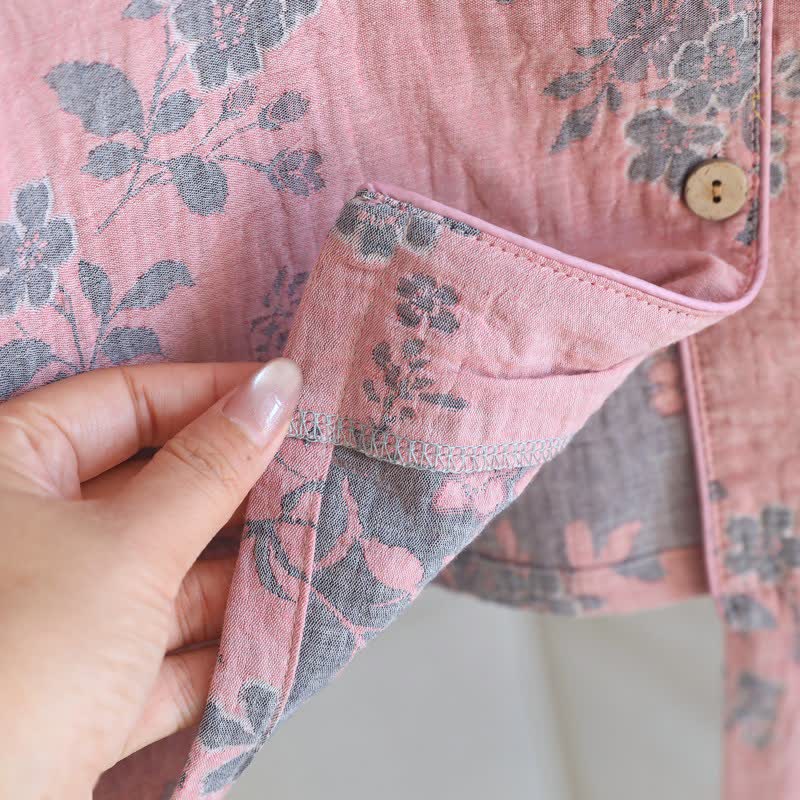 Ensemble pyjama en pur coton à motif de branches et de fleurs - image 10
