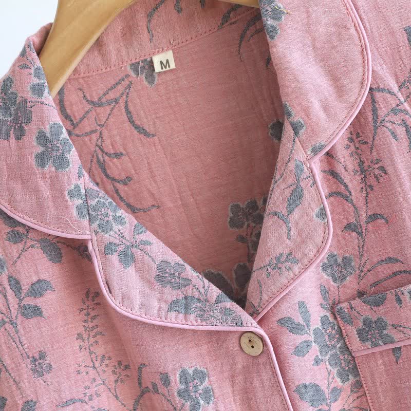 Ensemble pyjama en pur coton à motif de branches et de fleurs - image 6