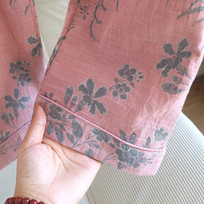 Ensemble pyjama en pur coton à motif de branches et de fleurs - image 8