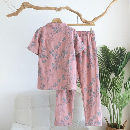 Ensemble pyjama en pur coton à motif de branches et de fleurs - image 4