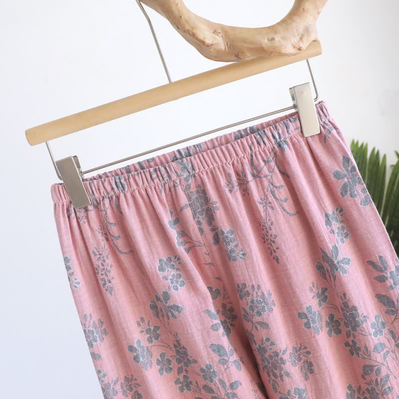 Ensemble pyjama en pur coton à motif de branches et de fleurs - image 12
