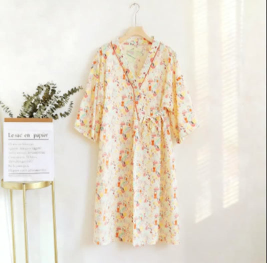 Adorable nuisette kimono à motifs de lapin et de lune - Beige - XXL - image 0