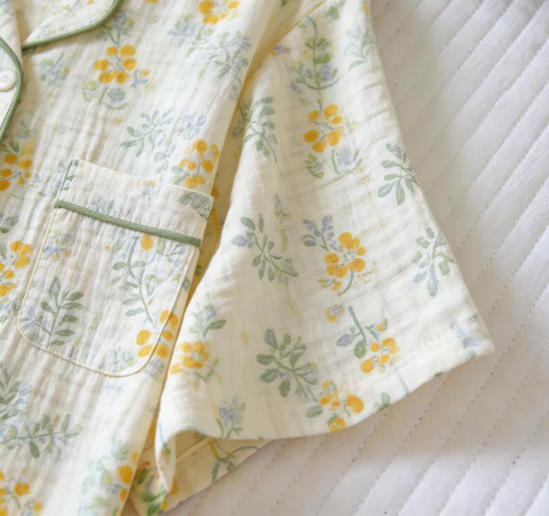 Ensemble pyjama tulipe et feuille en gaze de coton - image 4