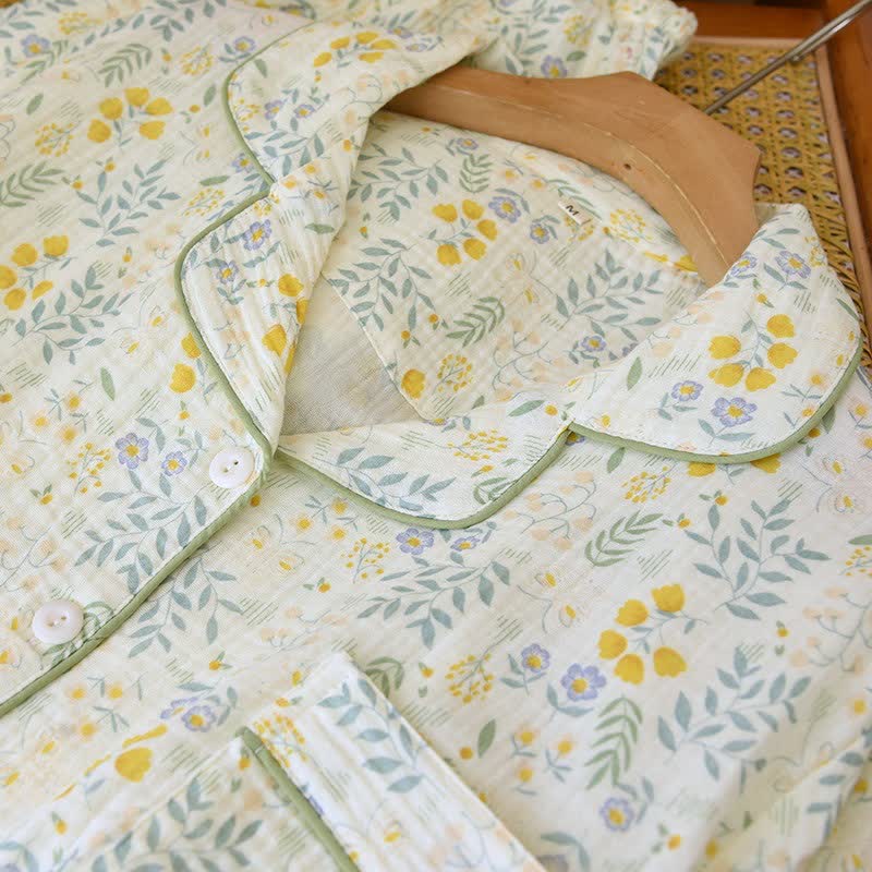Ensemble pyjama tulipe et feuille en gaze de coton - image 2